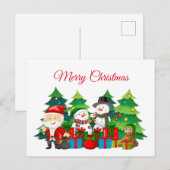 Vrolijk kerstfeest, Snowmen en Cadeaus Feestdagenkaart (Voorkant / Achterkant)