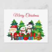 Vrolijk kerstfeest, Snowmen en Cadeaus Feestdagenkaart (Voorkant)