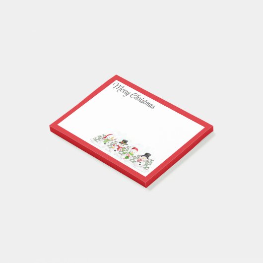 Vrolijk kerstfeest Snowmen Post-it Notes (Schuin)
