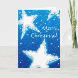 vrolijk kerstfeest | Snowy Blue Stars Feestdagen Kaart