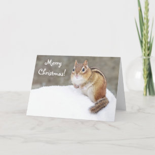 Vrolijk kerstfeest Snowy Chipmunk Feestdagen Kaart