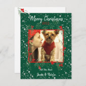Vrolijk kerstfeest Snowy WreatCustom Family Feestdagenkaart (Voorkant / Achterkant)