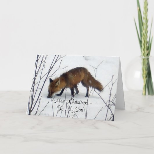 Vrolijk kerstfeest Son-Fox in de sneeuw Feestdagen Kaart (Voorkant)