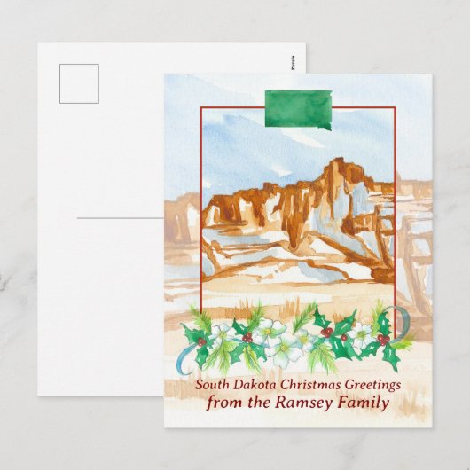 Vrolijk Kerstfeest South Dakota Badlands Winter Feestdagenkaart (Voorkant / Achterkant)