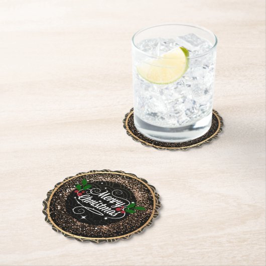 Vrolijk kerstfeest, sparkle en glitter kartonnen onderzetters (Insitu)