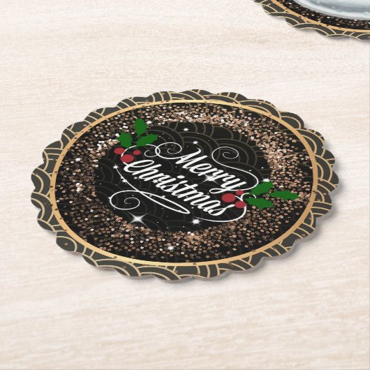 Vrolijk kerstfeest, sparkle en glitter kartonnen onderzetters (Gekanteld)