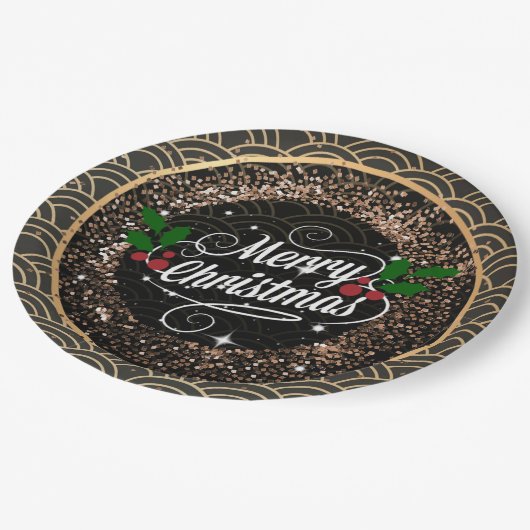 Vrolijk kerstfeest, sparkle en glitter papieren bordje (Gekanteld)