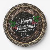 Vrolijk kerstfeest, sparkle en glitter papieren bordje (Voorkant)