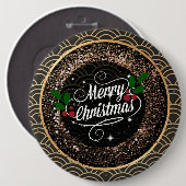 Vrolijk kerstfeest, sparkle en glitter ronde button 6,0 cm (Voorkant /achterkant)
