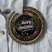 Vrolijk kerstfeest, sparkle en glitter ronde button 6,0 cm (In situ)