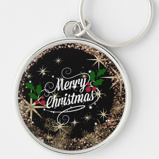 Vrolijk kerstfeest, sparkle, glitter en shine, sleutelhanger (Voorkant)