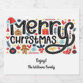 Vrolijk kerstfeest sparkling wijnetiket (Enkel label)