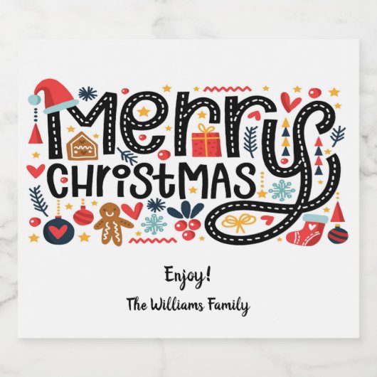 Vrolijk kerstfeest sparkling wijnetiket (Enkel label)