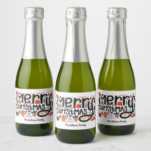 Vrolijk kerstfeest sparkling wijnetiket