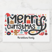 Vrolijk kerstfeest sparkling wijnetiket (Enkel label)