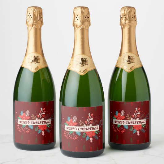 Vrolijk kerstfeest sparkling wijnetiket (Flessen)