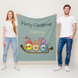 Vrolijk Kerstfeest Speelse Quirky Vogelkoor Fleece Deken