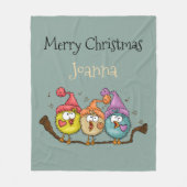 Vrolijk Kerstfeest Speelse Quirky Vogelkoor Fleece Deken (Voorkant)