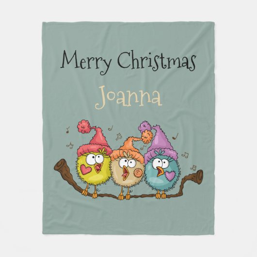 Vrolijk Kerstfeest Speelse Quirky Vogelkoor Fleece Deken (Voorkant)