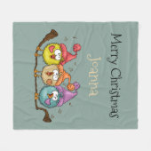 Vrolijk Kerstfeest Speelse Quirky Vogelkoor Fleece Deken (Voorkant (Horizontaal))