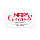 Vrolijk kerstfeest speelse typografie retouradres etiket (Voorkant)