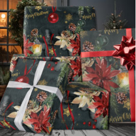 Vrolijk kerstfeest Splendor Glossy Cadeaupapier