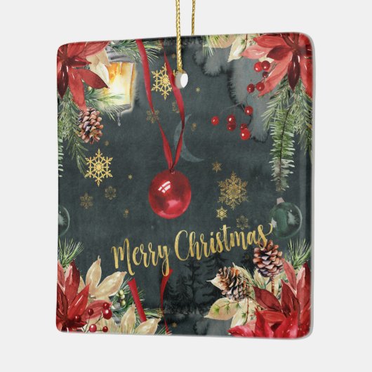 Vrolijk kerstfeest Splendor Keramisch Ornament (Links)