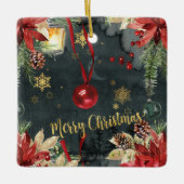 Vrolijk kerstfeest Splendor Keramisch Ornament (Voorkant)