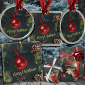 Vrolijk Kerstfeest Splendor Red Ball Metalen Ornament