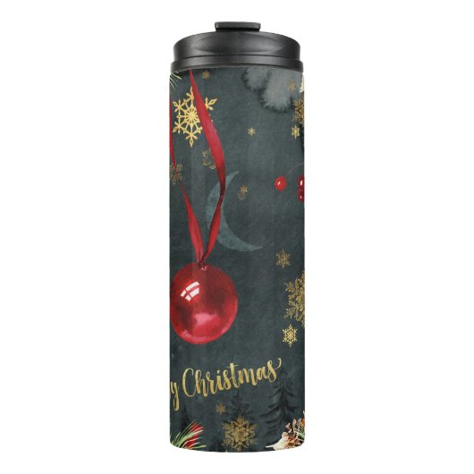 Vrolijk kerstfeest Splendor Thermosbeker (Voorkant)