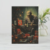 Vrolijk Kerstfeest Spooky Horror Duivel Kerstman Feestdagenkaart (Staand voorkant)