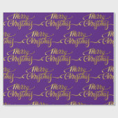 Vrolijk kerstfeest, sprankelend paarse en gouden o cadeaupapier (Vlak)