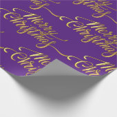 Vrolijk kerstfeest, sprankelend paarse en gouden o cadeaupapier (Hoek)