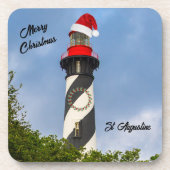 Vrolijk kerstfeest St Augustine Florida vuurtoren Bier Onderzetter (Voorkant)