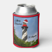 Vrolijk kerstfeest St Augustine Florida vuurtoren Blikjeskoeler (Blikje Voorkant)