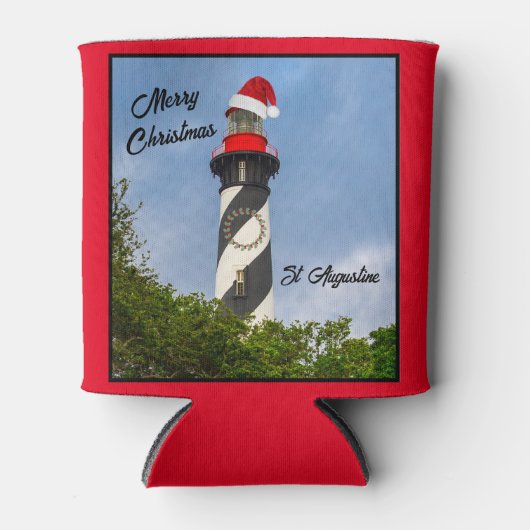 Vrolijk kerstfeest St Augustine Florida vuurtoren Blikjeskoeler (Voorkant)