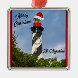 Vrolijk kerstfeest St Augustine Florida vuurtoren Metalen Ornament