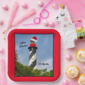 Vrolijk kerstfeest St Augustine Florida vuurtoren Papieren Bordje (Feest)