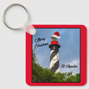 Vrolijk kerstfeest St Augustine Florida vuurtoren Sleutelhanger