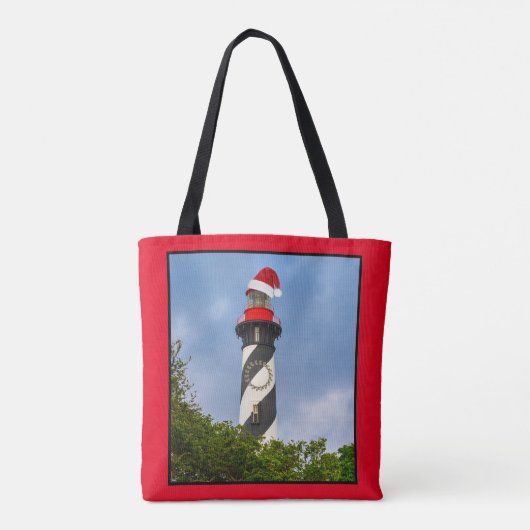 Vrolijk kerstfeest St Augustine Florida vuurtoren Tote Bag (Achterkant)