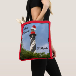 Vrolijk kerstfeest St Augustine Florida vuurtoren Tote Bag