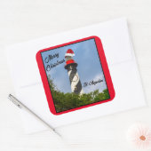 Vrolijk kerstfeest St Augustine Florida vuurtoren Vierkante Sticker (Envelop)