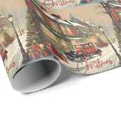 Vrolijk kerstfeest  stad illustratie cadeaupapier (Rol Hoek)