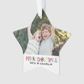 Vrolijk kerstfeest | Star Ornament Monogram (voorkant)