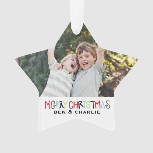 Vrolijk kerstfeest | Star Ornament Monogram (voorkant)