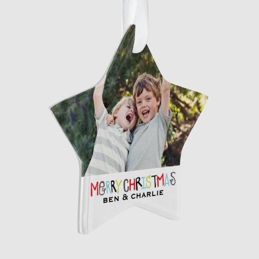 Vrolijk kerstfeest | Star Ornament Monogram (voorkant)
