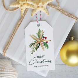 Vrolijk Kerstfeest Starfish Tropical Beach Cadeaulabel