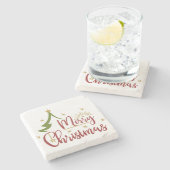 Vrolijk kerstfeest stenen onderzetter (Zijkant)