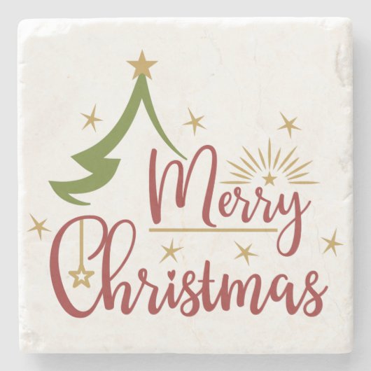Vrolijk kerstfeest stenen onderzetter (Voorkant)