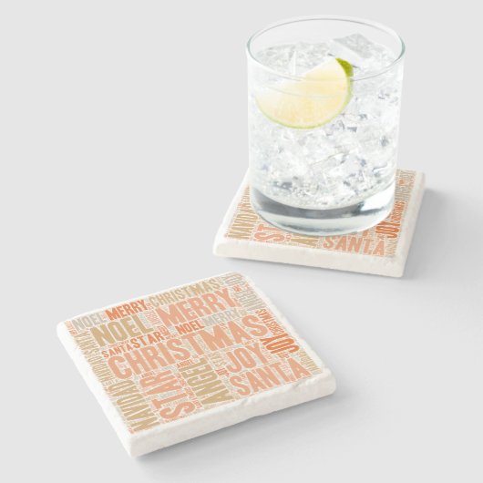 Vrolijk kerstfeest stenen onderzetter (Zijkant)